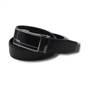 صندوق حزام جلد كلاسيكي للرجال بلون اسود MC21 (125 سم)