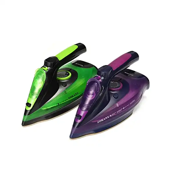 مكواة بخار لاسلكية AJ2085 من سوكاني، بقوة 2400 وات مع خزان مياه بسعة 370 مل مع قاعدة مكواة من السيراميك - الصورة 2