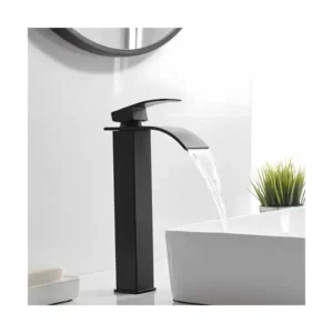 حنفية حوض حمام مفرد التحكم بتصميم ممتد من بيبي، أسود