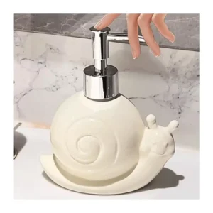 موزع صابون سيراميك أنيق بتصميم حلزوني من Next store ، سعة 11.6 أونصة، لغسل اليدين في المطبخ أو الحمام، بقاعدة متينة وضخ يدوي سلس