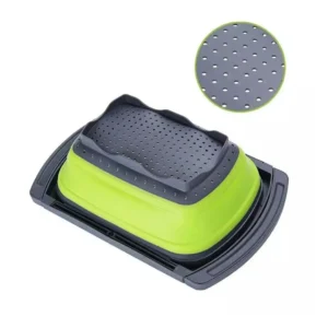 مصفاة حوض سيليكون متعددة الأغراض قابلة للطي مناسبة لتصفية الخضروات والفواكه