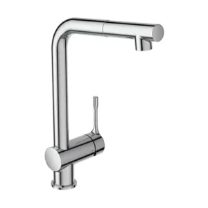 خلاط سطح الطاولة من الكروم على الحوض، فوهة عالية، رأس دش بوظيفة واحدة من ايديال ستاندرد، موديل BC176AA