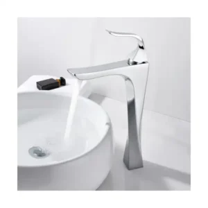 ALHadad High Basin Mixer 30 cm Tall Coiled Durable Brass Vessel Style- Chrome