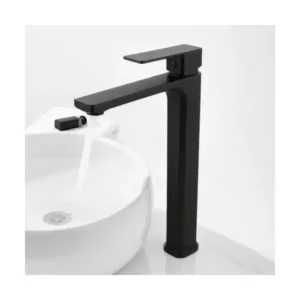 ALHadad High Basin Mixer 30 cm Tall Square Durable Brass Vessel Style - Black