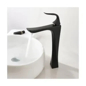 ALHadad High Basin Mixer 30 cm Tall Coiled Durable Brass Vessel Style - Black