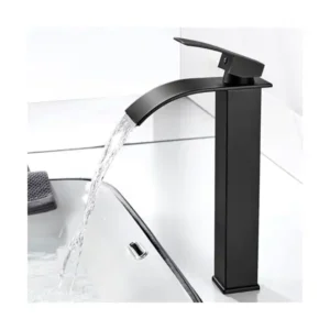 طقم خلاط حوض استحمام متعدد الأشكال والألوان (خلاط شلال مغلق، أسود)