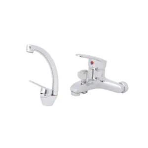 طقم خلاطات كليفر 2 قطعة | خلاط بانيو وحوض | جودة عالية | سيلفر