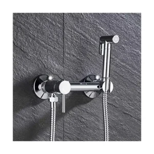 صنبور دش شطاف للمطبخ من الكروم/البرونز العتيق - فرشاة نفاثة نحاسية صحية مع صنبور خلاط ساخن وبارد للمرحاض (كروم بي)