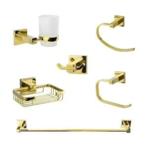 طقم اكسسوارات حمام من دريم، ذهبي، 6 قطع في العبوة، موديل DR-7200-G