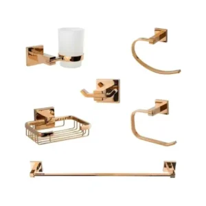طقم أكسسوارات حمام من دريم، موديل DR-7200-RG من 6 قطع، لون ذهبي وردي