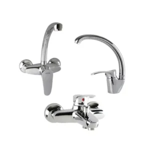 كليفر حوض استحمام توليدو TO101Z/T0103Z/TO102Z، حوض مرتفع وخلاط مطبخ مثبت على الحائط، مجموعة من 3 قطع، كروم