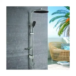 عمود دش 2 في 1 بفتحة علوية دائرية من تيسكا، لون أسود