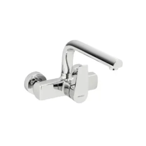 خلاط مطبخ مدريد للحوض، يثبت على الحائط بيد واحدة مع جسر علوي من جينيبري، مصنوع من الكروم، موديل 6419216