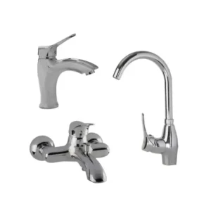 كليفر حوض استحمام كوردوبا CO101Z/CO104Z/CO103Z، خلاط مطبخ مكون من 3 قطع، كروم