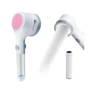 مجموعة راس دش محمول باليد مع فلتر ومفتاح ايقاف مؤقت، راس دش فاخر قابل للازالة، راس دش ناعم ومرشح للبشرة الحساسة (ابيض)