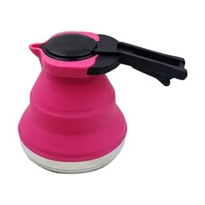 غلاية مياه محمولة قابلة للطي من السيليكون سعة 1.5 لتر للتخييم والاستخدام الداخلي اف بي دبليو اس ام - وردي مواد مختلطة