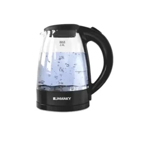 غلاية كهربائية إيطالية سعة 2 لتر من جاماكي - غطاء من زجاج البوروسيليكات، بقدرة 2200 وات - JMK9507