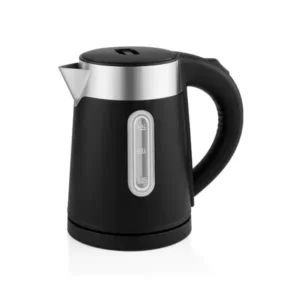 غلاية مياه كهربائية SK-0808 سريعة الغليان 1200 واط، من الفولاذ المقاوم للصدأ، سعة 1.0 لتر، إيقاف تشغيل تلقائي، قاعدة دوارة 360 درجة، مصباح مؤشر، فلتر قابل للإزالة (أسود)