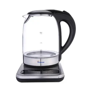 غلاية كهربائية زجاجية سعة 1.7 لتر من هوم K431، سوداء وشفافة
