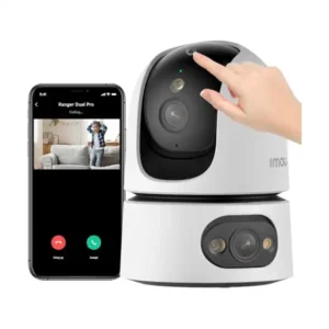 كاميرا مراقبة داخلية مزدوجة 6MP بزر اتصال، دقة HD 2K، رؤية ليلية ملونة/ صوت ثنائي اتجاه/ كشف حركة بذكاء اصطناعي واي فاي 6 ثنائي نطاق، كاميرا دائرة تلفزيونية مغلقة لمنزل وحيوان أليف، مع اليكسا من اي مو