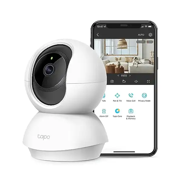 تابو كاميرا مراقبة 2K قابلة للامالة من تي بي لينك صفارة ثنائية الاتجاه رؤية ليلية تخزين سحابي وبطاقة SD (حتى 256 جيجابايت) (C210) لاسلكي أبيض