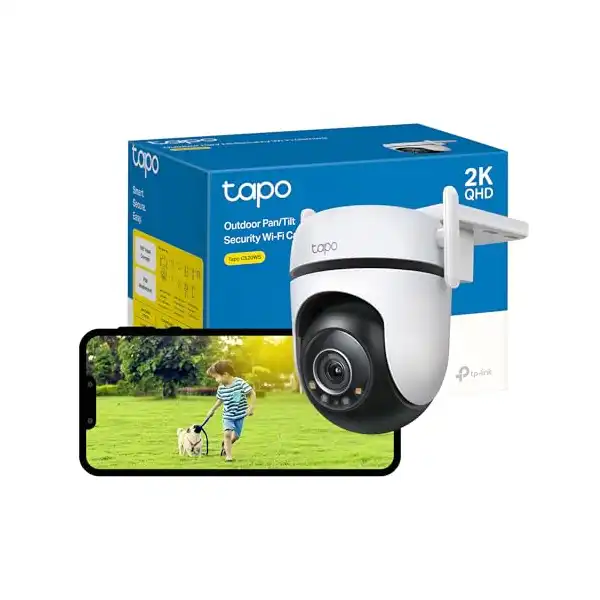 كاميرا مراقبة واي فاي 2K من تابو تي بي لينك، مقاومة للطقس IP66، كشف ذكاء اصطناعي، تغطية بصرية 360 درجة، رؤية ليلية ملونة ستارلايت، تخزين سحابي ومحلي، تعمل مع اليكسا وجوجل هوم C520WS