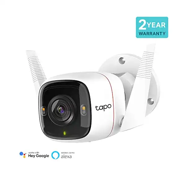 كاميرا مراقبة تابو من تي بي لينك للخارج لا تتطلب موزع ومقاومة للعوامل الجوية بضوء كشاف ورؤية ليلية وتعمل مع اليكسا وجوجل هوم بدقة عالية 2K صفارة إنذار مدمجة وصوت باتجاهين وتخزين SD (Tapo C320WS) - الصورة 2
