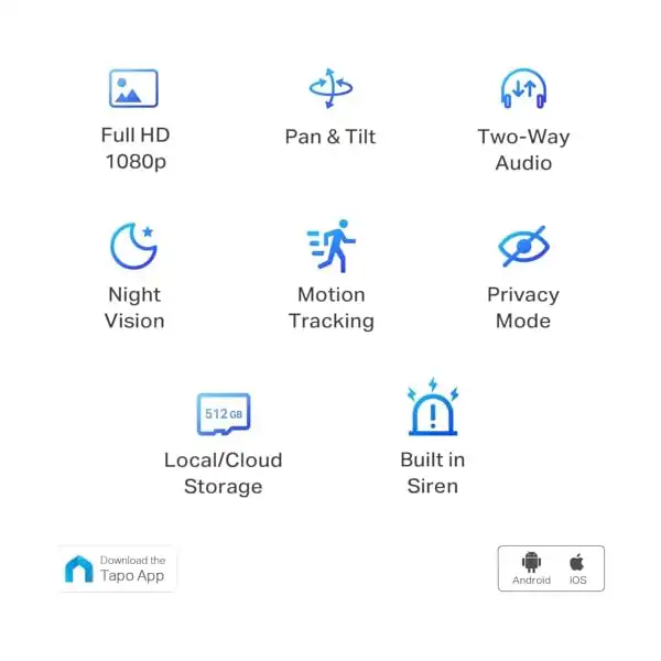 كاميرا مراقبة تابو بتقنية كشف الحركة لمراقبة الأطفال والحيوانات الأليفة، صوت ثنائي الاتجاه، رؤية ليلية، كارت تخزين كلاود وSD، تعمل مع اليكسا وجوجل هوم من تي بي-لينك C200) - الصورة 2
