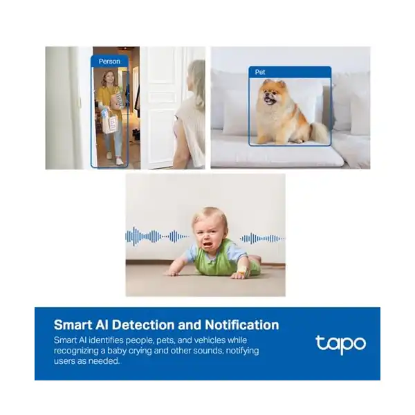 كاميرا واي فاي بالذكاء الاصطناعي من تابو مصراع الخصوصية المادية 2K QHD + صورة الذكاء + المدى الديناميكي العالي رؤية 140 درجة ليلية ملونة تخزين محلي وسحابي تركيب مغناطيسي C125 أبيض لاسلكي - الصورة 2