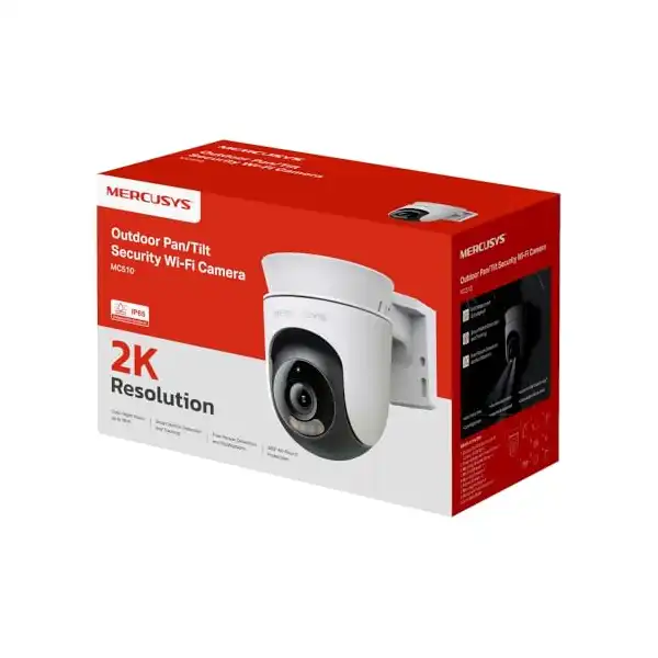 كاميرا مراقبة خارجية بسلك ودقة 2K واي فاي وبرؤية ليلية ملونة 360° وتتبع حركة وتعمل مع اليكسا وجوجل هوم وبكشف بالذكاء الاصطناعي مجاني من ميركوسيس، C510W - الصورة 2