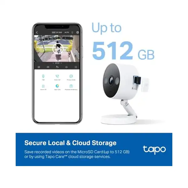 كاميرا مراقبة 2K QHD تي بي لينك من تابو للاستخدام الداخلي والخارجي، رؤية ليلية ملونة، كشف حركة الأشخاص/الحيوانات الأليفة/المركبات، وضع الأشعة تحت الحمراء غير المرئية وميزة تخزين SD، موديل C120 - الصورة 3