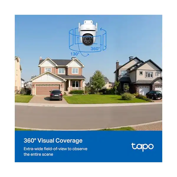 كاميرا مراقبة خارجية سلكية بدقة 2K QHD بزاوية مائلة، تغطية 360 درجة، رؤية ليلية ملونة بتقنية ستار لايت حتى 30 متر، كشف الأشخاص والحيوانات والمركبات، وضع خصوصية فعلي من تابو، موديل Tapo C520WS - الصورة 3