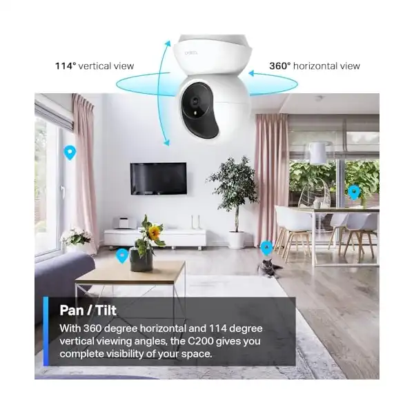كاميرا مراقبة تابو بتقنية كشف الحركة لمراقبة الأطفال والحيوانات الأليفة، صوت ثنائي الاتجاه، رؤية ليلية، كارت تخزين كلاود وSD، تعمل مع اليكسا وجوجل هوم من تي بي-لينك C200) - الصورة 3