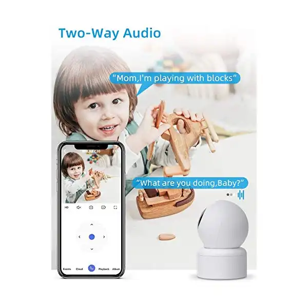 كاميرا مراقبة منزلية داخلية، ايميلاب C20 كاميرا مراقبة اي بي مع واي فاي للحيوانات الاليفة / المربية / مراقبة الطفل، مع تتبع الانسان ورؤية ليلية وصوت ثنائي الاتجاه بطاقة كلاود/ اس دي، 1080 بيكسل - الصورة 3