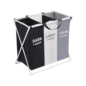 سبت غسيل من ارابيست بسعة 135 لتر ومقسمة لـ3 اقسام، شنطة قابلة للطي مضادة للماء مع اطار من الالومنيوم، سبت لتخزين الغسيل المتسخ والنظيف للحمام وغرفة الغسيل وغرفة النوم