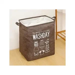 سبت غسيل قابل للطي ومقاوم للماء مع بطانة داخلية - سعة 75 لتر - مجهز بمقابض وشنطة تخزين واسعة لتخزين الغسيل والكتان من الإسراء، بني