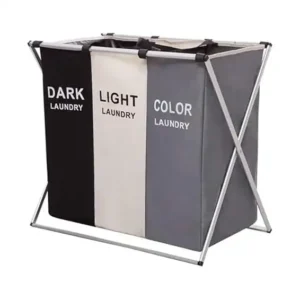 سلة غسيل كبيرة قابلة للطي مكونة من 3 اقسام مع مقبض للحمام وغرفة النوم والمنزل من يونتري