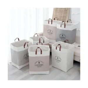 سبت غسيل، حل تخزين رائع مصنوع من قماش الكتان الصلب، لسهولة التعامل مع الغسيل والحفاظ على المظهر الجمالي لتلبية احتياجات ديكور منزلك