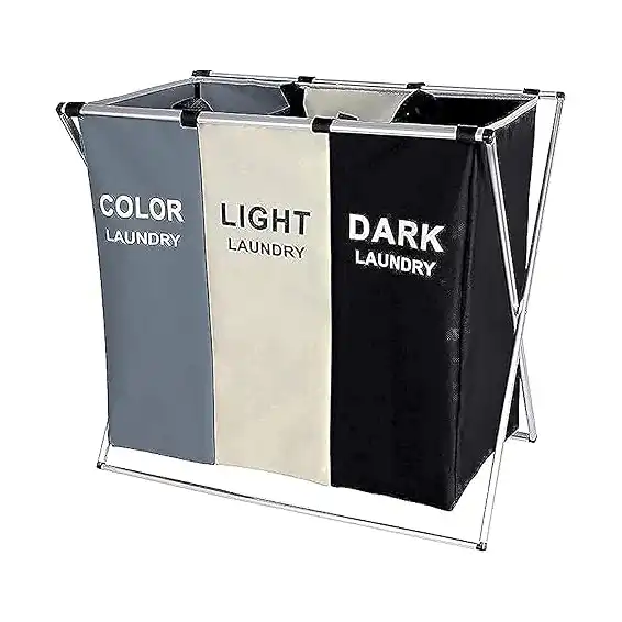 سبت غسيل مقسم الى 3 اقسام بلون اسود وابيض ورمادي من دريمونز لينك، 137 لتر