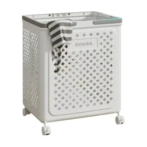 سبت غسيل بعجلات ومقبض، سلة غسيل بلاستيكية قابلة للطي، سلة تخزين محمولة متعددة الاستخدامات، متينة وعملية للغسيل والحمام من فينزاتيك