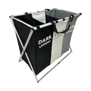 شنطة سبت غسيل قابلة للطي، سبت غسيل محمولة للغسيل المتسخ من 3 أقسام مع مقبض، سلال تخزين قماشية بسعة كبيرة للحمام وغرفة النوم والمنزل، 135 ل