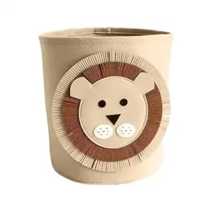 سبت غسيل ملابس كبير بنقشة حيوانات لطيفة قابل للطي، شنطة غسيل قائمة بذاتها لتخزين الملابس والألعاب لغرفة النوم والحمام (أصفر)