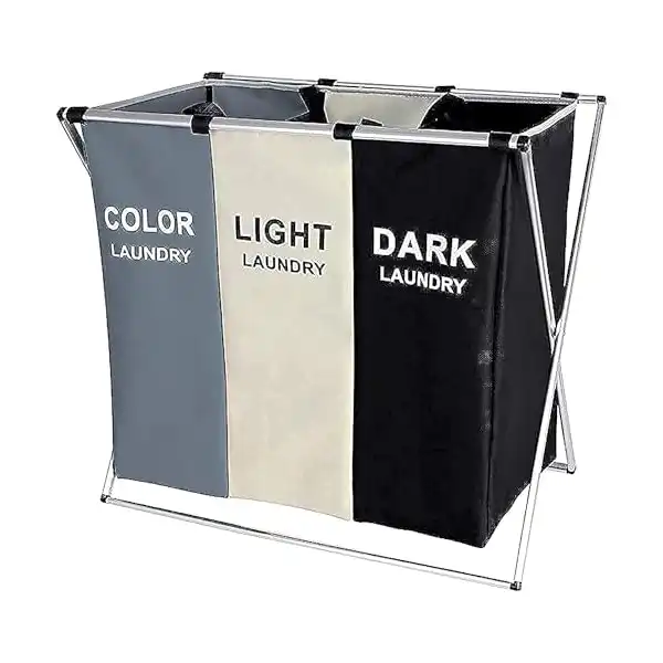 سبت غسيل مقسم الى 3 اقسام بلون اسود وابيض ورمادي من دريمونز لينك، 137 لتر - الصورة 2