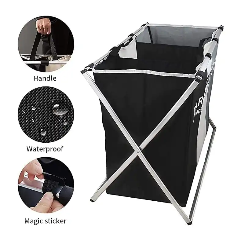 سبت غسيل مقسم الى 3 اقسام بلون اسود وابيض ورمادي من دريمونز لينك، 137 لتر - الصورة 4